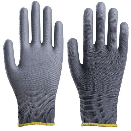Gray PU coated palm gloves dust-free electronics factory anti-static coated PU finger coated gloves labor protection gloves wholesale