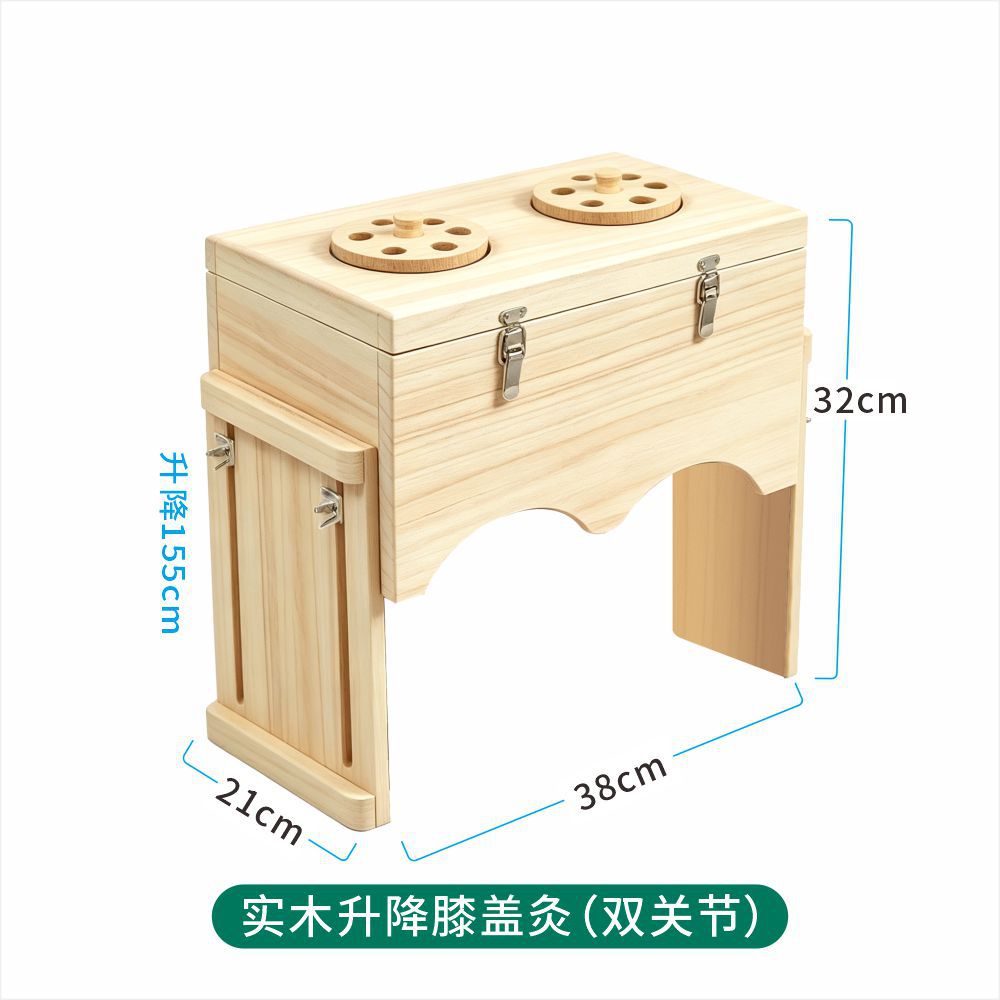 Wooden Knee Moxibustion Box Dual Knee Moxa Burner Solid Pine Wood Moxibustion Tool for Knee Warming Care preparation