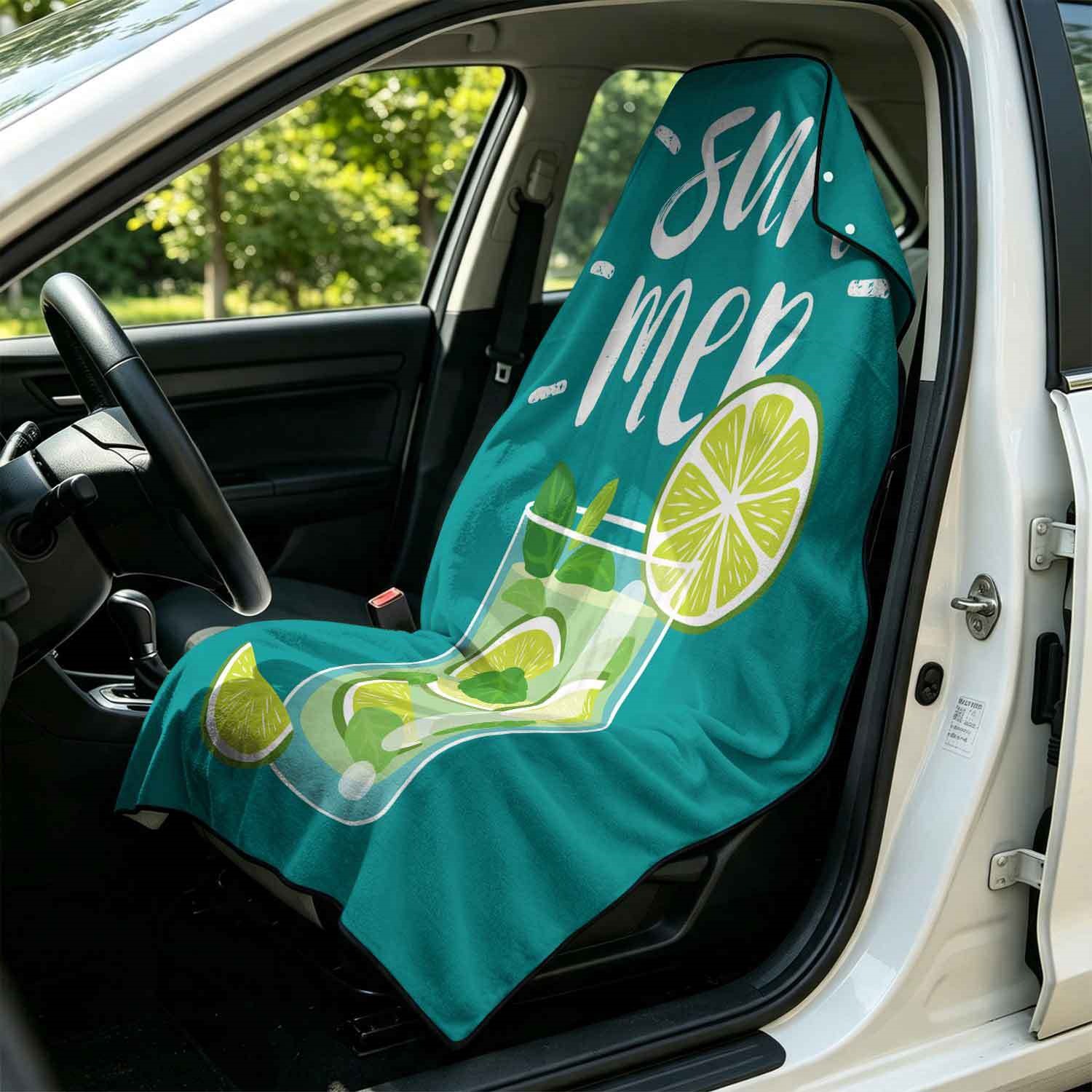 Summer bath towel and car seat cover 2-in-1, ultra-fine fiber outdoor beach and car dual-use universal seat cushion