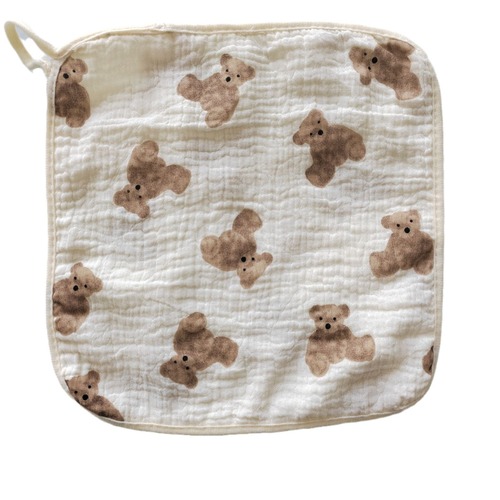 Four-layer textured cotton baby square face towel, absorbent burp cloth, spit-up cloth, nursing cloth for children