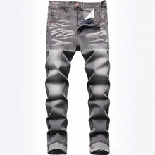 大码牛仔裤男士亚马逊秋季新款韩版春季束脚男欧美风复古休直筒