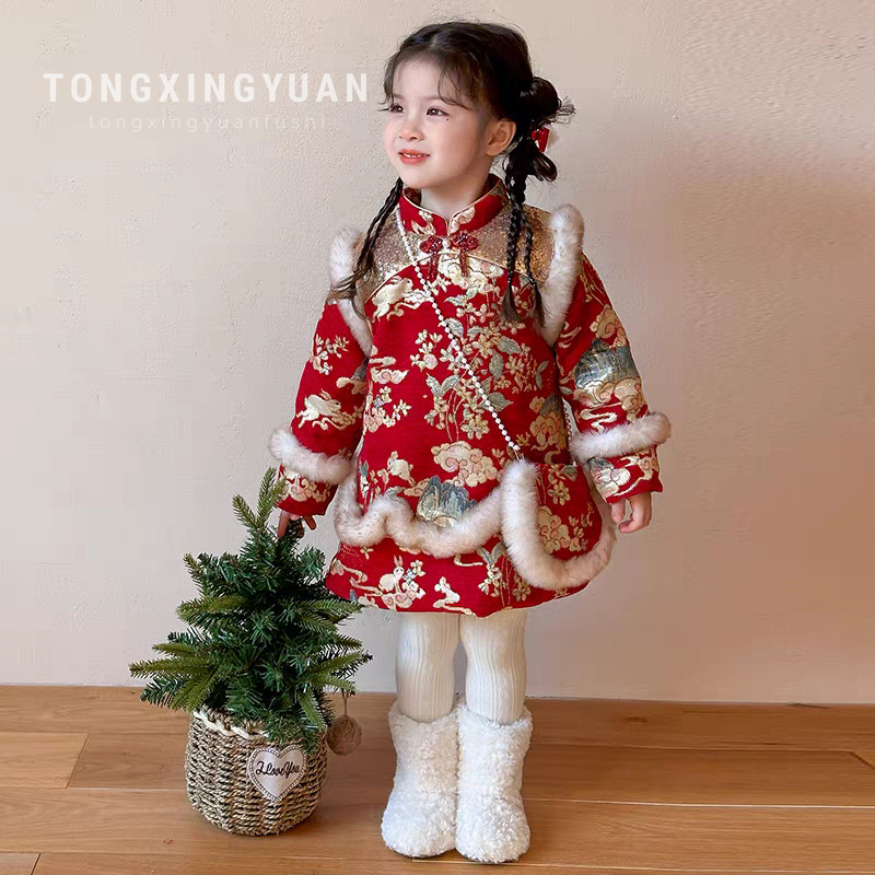 Ropa de Año Nuevo de niñas ropa de algodón de estilo chino de estilo chino de estilo chino para niños ropa de Año Nuevo Tang