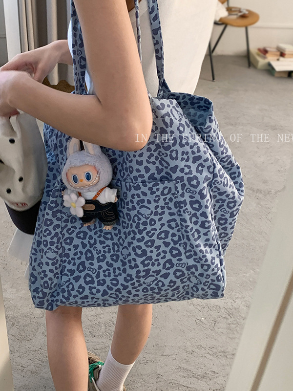 休闲帆布包韩系慵懒风腋下包女士包2025新款豹纹托特包时尚单肩包|undefined