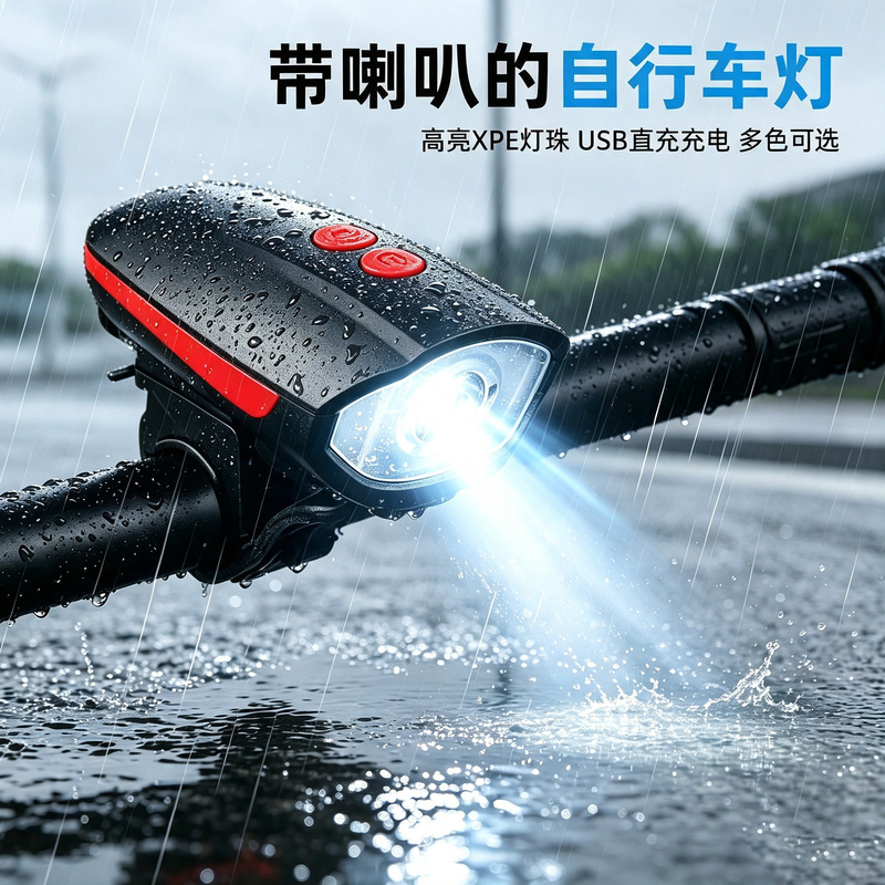 7588 Bicycle Light Rechargeable Waterproof Horn Night Riding Light High-Brightness Flashlight Mountain Bike Riding Light Equipment Accessories 7588 Bicycle Light Rechargeable Waterproof Horn Night Riding Light High-Brightness Flashlight Mountain Bike Riding Light Equipment Accessories