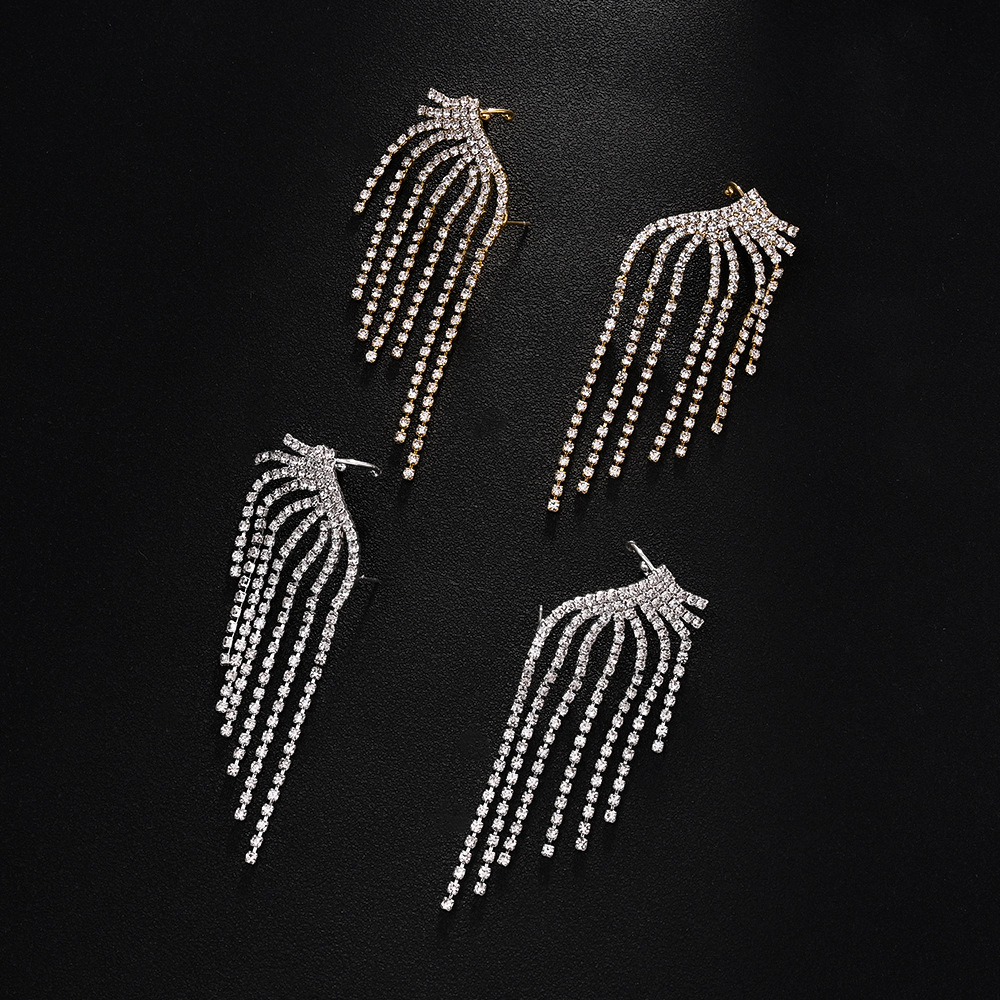 Amazon venta caliente set de joyería frillera simple clavícula de diamante pendientes de moda set de joyería mujer