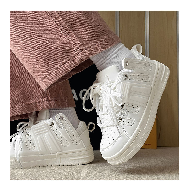 Xu Lingchao Brand Thick Sole Contrast Bread Chic College Couple Sports Board Small White Shoes_voghion.com