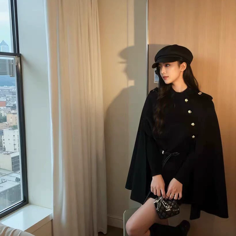 Двустороннее шерстяное пальто в стиле Хепберн для женщин, облегающее женское шерстяное пальто в стиле Шанель.