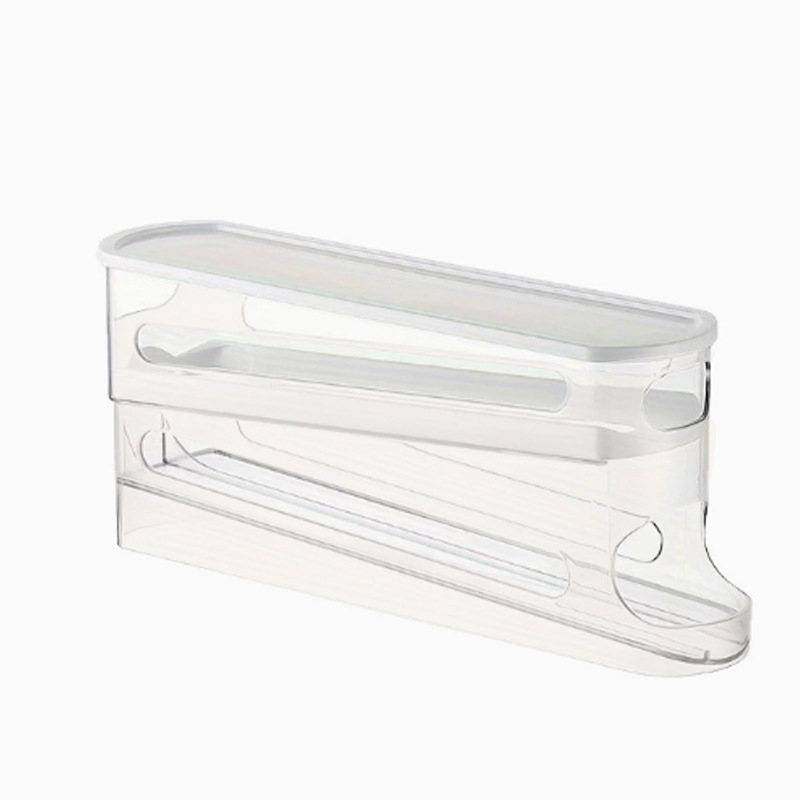 Caja de almacenamiento de huevos de refrigerador PP transparente con cubierta caja de preservación de doble capa caja de acabado de huevos tipo deslizante de cocina doméstica