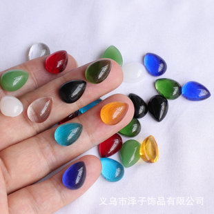 Water Drop 10*14mm Ring Glazed Glass Imitation Crystal Gem Ring Patch DIY Jewelry Accessories Wholesale