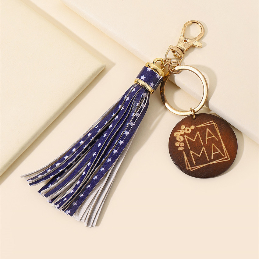 17g Weight Keychain Classification 1 Piece Quantity Casual, Holiday, Daily Occasion Pu Leather Material Mother'S Day Festival Letter, Tassel Pattern Unisex Gender Modern Style Style Modern Style Letter Tassel Pu Leather Mother'S Day Unisex Keychain 34