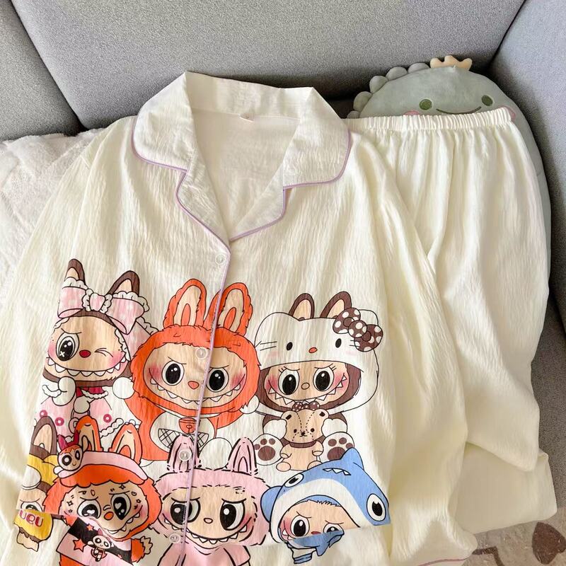 外国貿易クロスボーダー卸売クラウドコットン長袖ズボン 120 グラムパジャマ女性のための Xiaoxin 外で着用できるラペルカーディガンホーム服|undefined