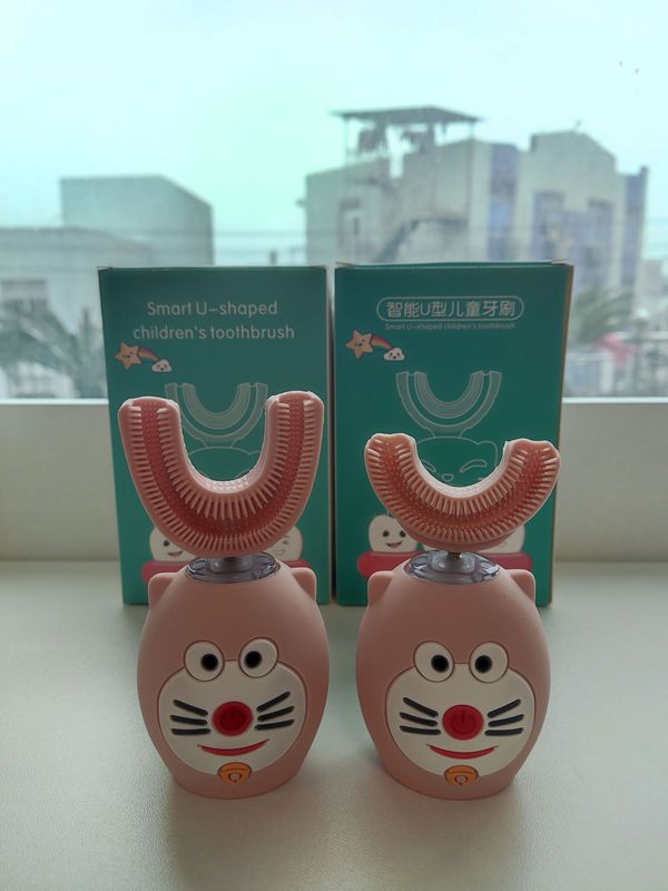 子供u型電動歯ブラシ怠け者口含式赤ちゃん漫画自動知能清潔歯超音波電動歯ブラシ|undefined