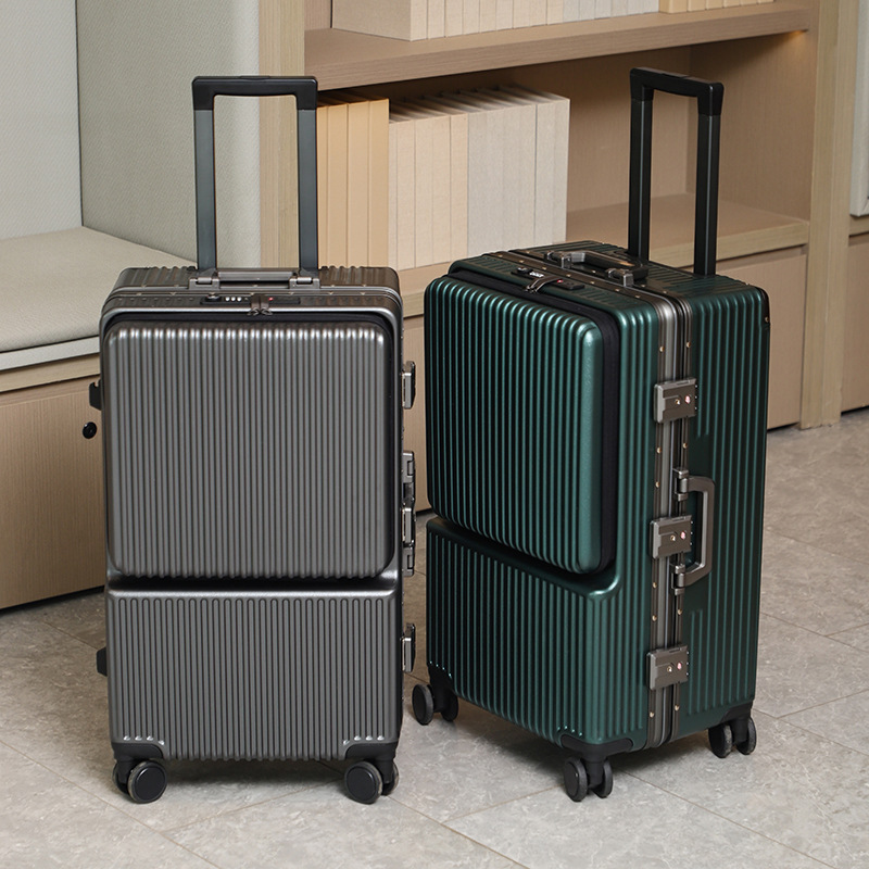 in stock Side-opening Aluminum Frame Luggage Case Large Capacity Trolley Case 24 Student Thickened Multifunctional Suitcase Men's and Women's Luggage