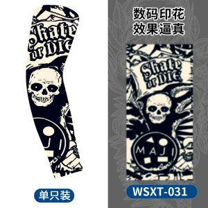 Shitu Cross-Border Floral Arm Tattoo Sleeve, Simulated Tattoo Seamless Knit Arm Sleeve, Available in Various Colors, Printed Cycling Ice Sleeve
