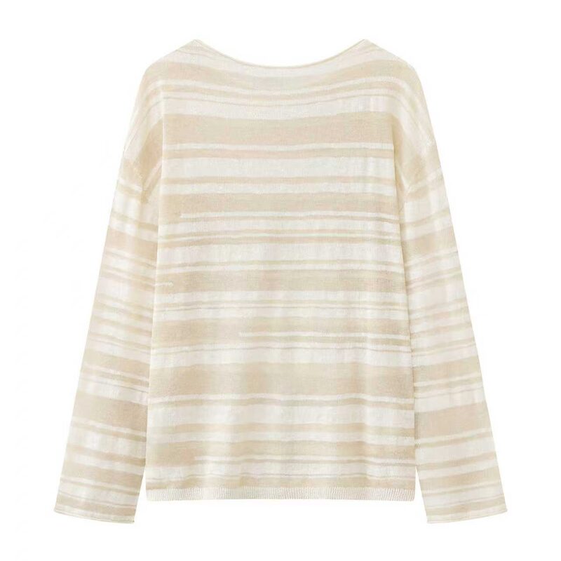In-Stock 2026 Summer New Loose Striped Textured Knit Top Mbf2Swt035 In-Stock 2026 Summer New Loose Striped Textured Knit Top Mbf2Swt035