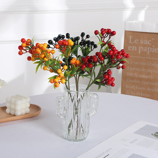 Simulated Fortune Fruit Living Room Decoration Flower Blueberry Red Fruit Berry Simulated Flower Holly Christmas Decoration Flower Arrangement Cross-Border