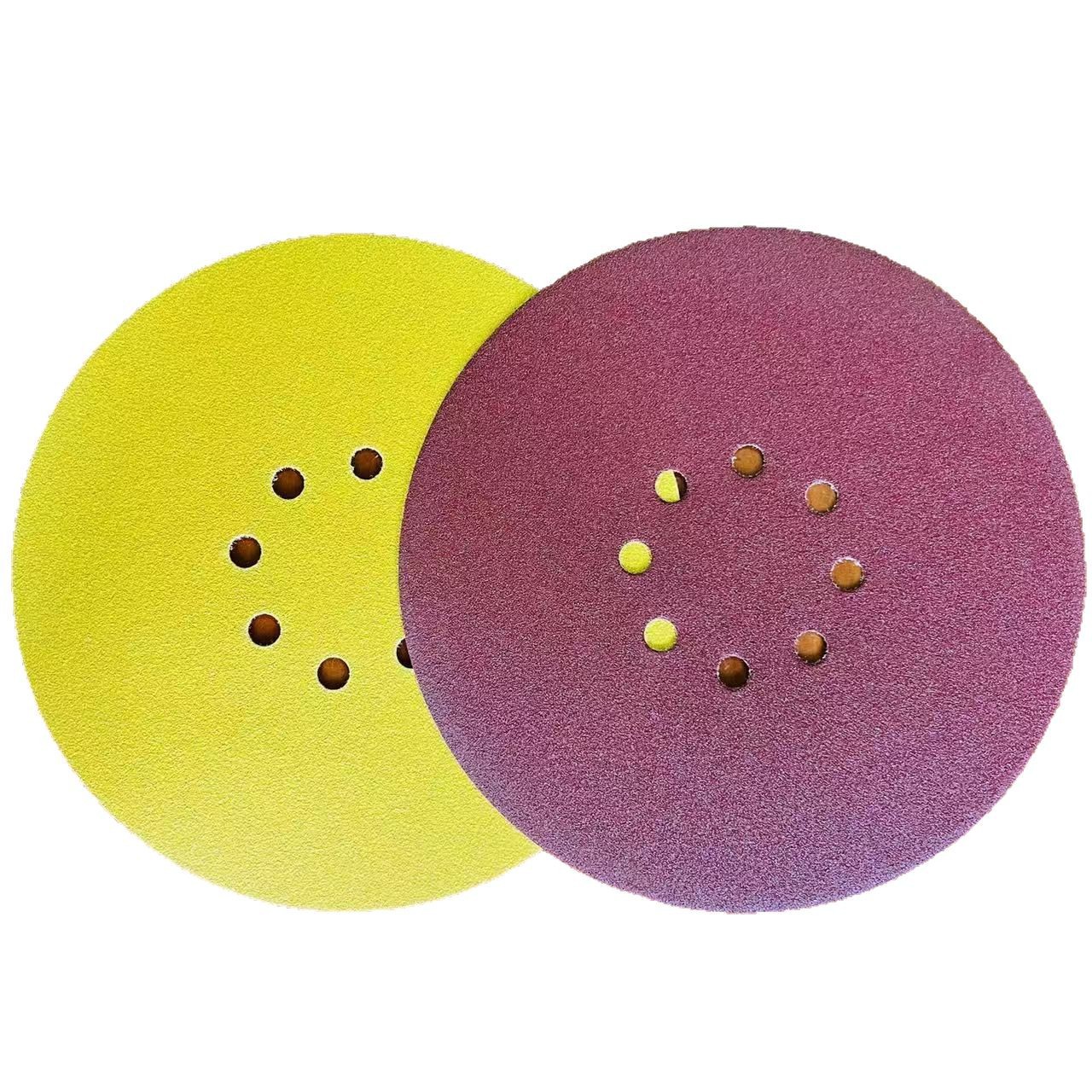 跨境热销9英寸8孔225mm墙面干式打磨机砂纸钩环式地板抛光砂纸盘