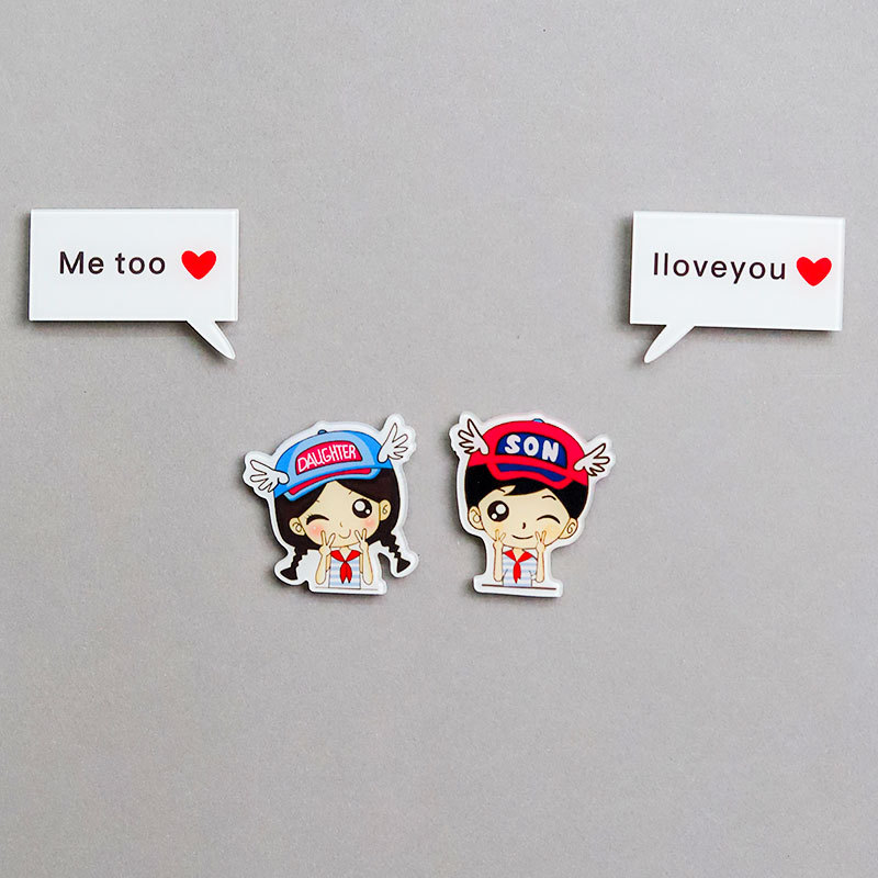 Personajes de dibujos animados pareja de acrílico adsorción pegatinas de refrigerador EVA alfanuméricos pegatinas de refrigerador DIY pegatinas magnéticas decoración