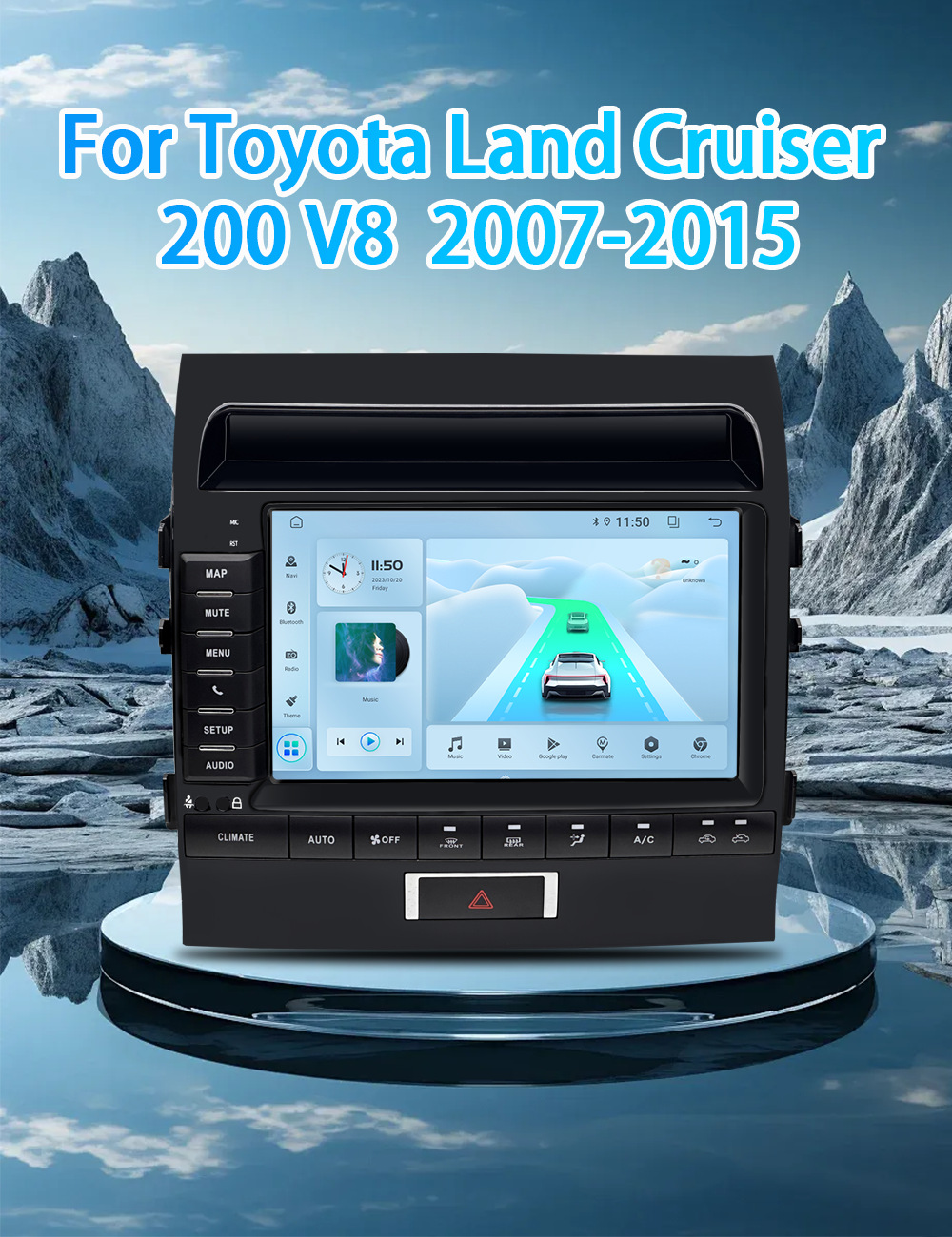Suitable for Toyota Land Cruiser Car-Mounted Central Control Large-Screen Android Navigation System with Reversing Image, Bluetooth, and Wifi All-In-One Device