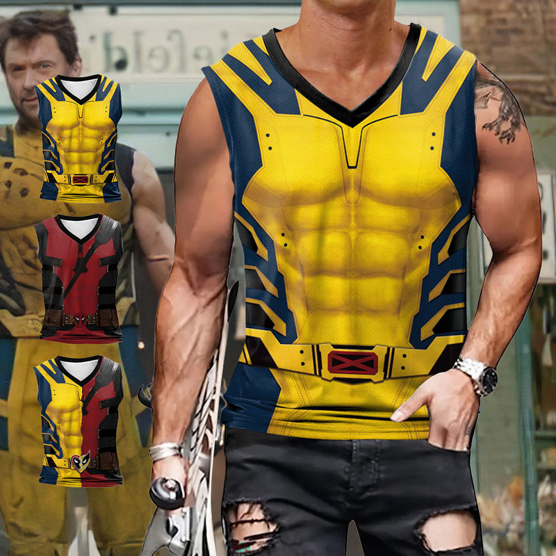 2024 Marvel Heroes Deadpool 3 and Wolverine Cos Peripheral Men's Vest Digital Printed Sleeveless Top Wholesale