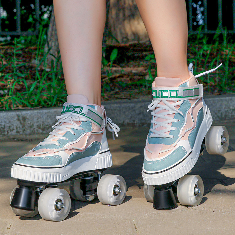 Blanco Deportes Scooter sola rueda zapatos de patinaje para las niñas Doble fila zapatos de patinaje patines