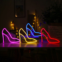 ins新款LED高跟鞋霓虹灯造型灯儿童卧室摆件网红装饰小夜灯