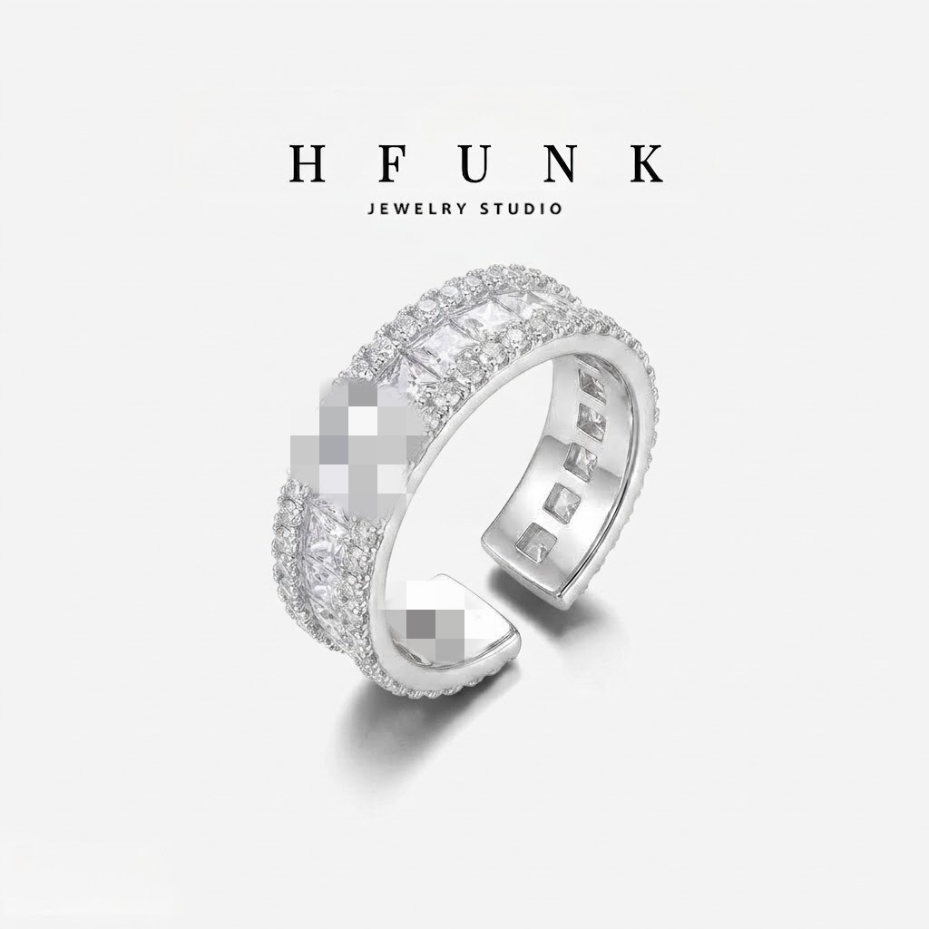 Copper alloy zircon couple rings, good luck rings, personalized and fashionable original design, adjustable size, unisex rings