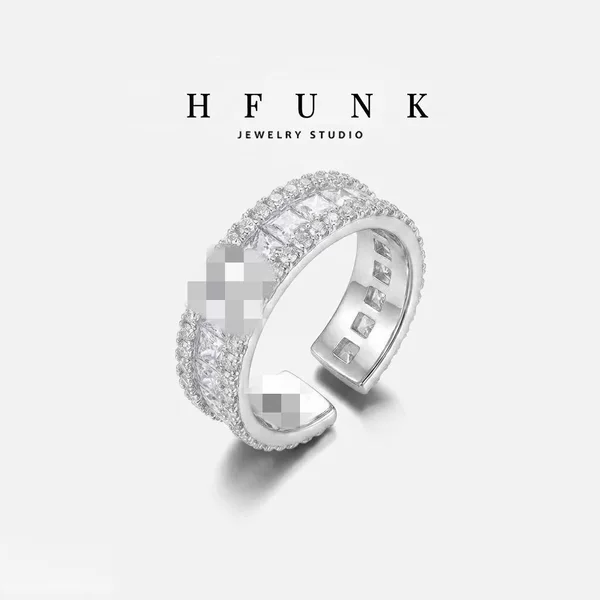 Copper alloy zircon couple rings, good luck rings, personalized and fashionable original design, adjustable size, unisex rings