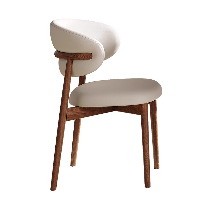 Silla de comedor de madera maciza medieval francesa nórdica silla de respaldo de comedor casero de hotel de alta gama silla de madera de cera blanca