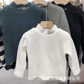 德绒男童百搭高领打底衫秋冬儿童卡通长袖印花T恤宝宝休闲上衣服