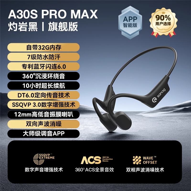 セナa30spro骨伝導Bluetoothイヤホン スポーツタイプ 耳掛け式 ノンインイヤー ランニング 2025年新モデル|undefined