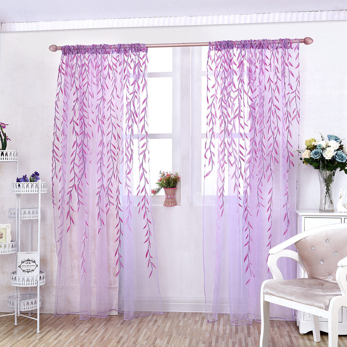 Fabricantes de venta al por mayor in situ impresión offset transfronteriza murciélago cortinas cortinas decoración de dormitorio sala de estar viento pastoral