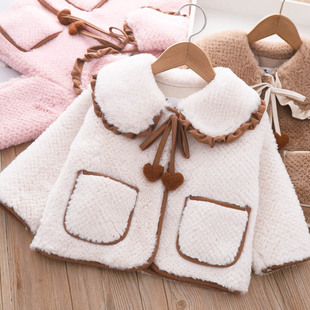 3819 Children's Autumn and Winter Coat Girls' Winter Warm Woolen Sweater Children's Fashionable Warm Faux Fur Coat