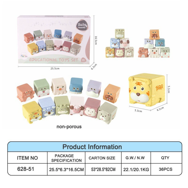 (Cross-border trading), children's cognitive silicone Jenga, digital toy, constructor, set, Amazon, early education, color perception