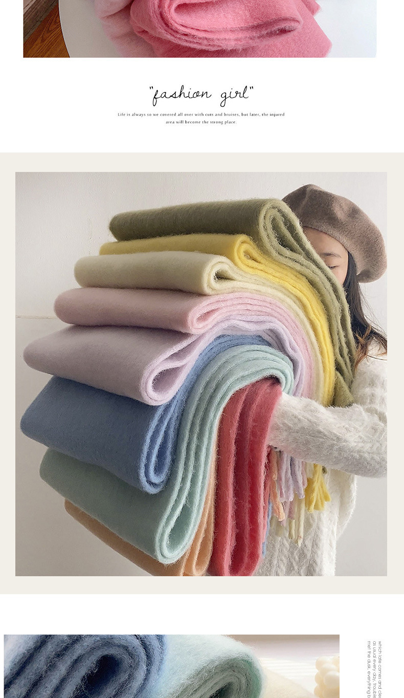 Fluffy Solid Scarf For Women Warm Winter Cashmere Style Shawl_voghion.com