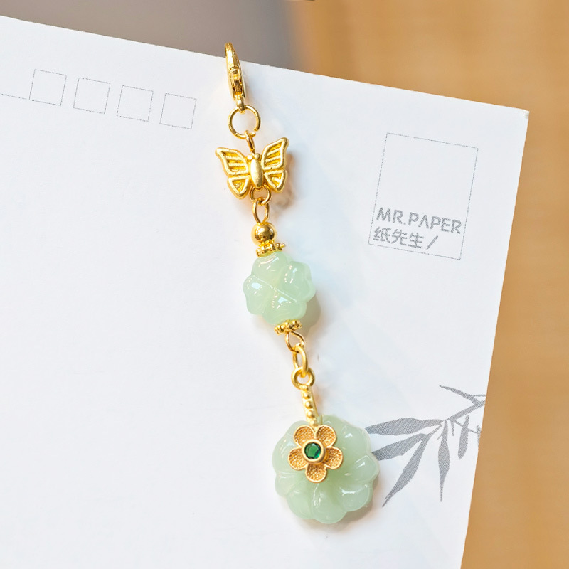 国民スタイル合金竹フレッシュピンクフラワーペンダント中国ベルペンダント古代スタイルチャイナ韓服衣類アクセサリー