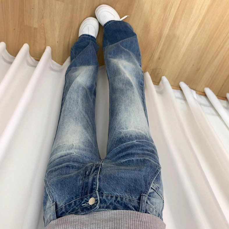 Petite Low-Rise Pants Spring and Autumn Spicy Girl Flared Jeans Women's New Casual Loose Straight Long Pants