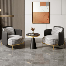 售楼处洽谈接待沙发酒店休息区沙发桌椅组合轻奢现代单人沙发椅