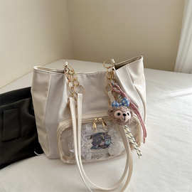 日系芭蕾风丝带痛包大食量吧唧痛包二次元软妹托特包松弛感单肩包