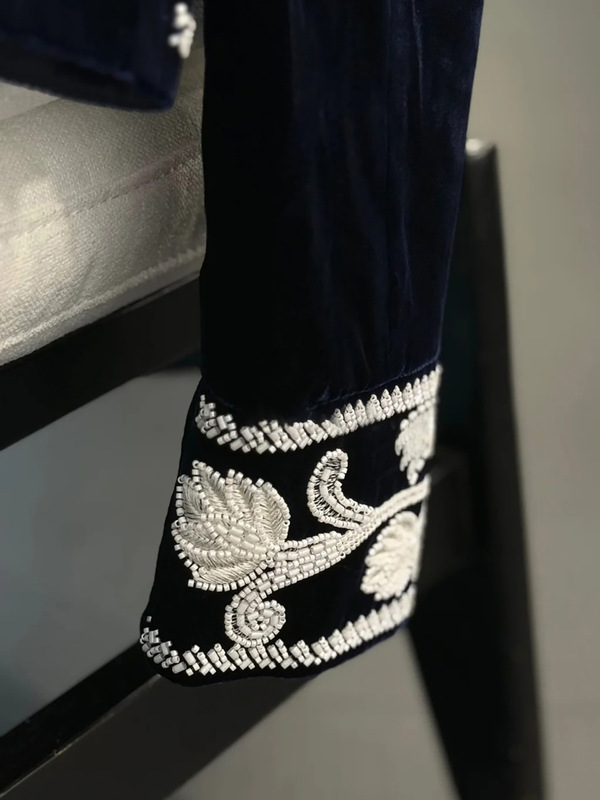 新中式国风高端刺绣上衣女秋季新款重工钉珠长袖黑色外套 N8078|undefined