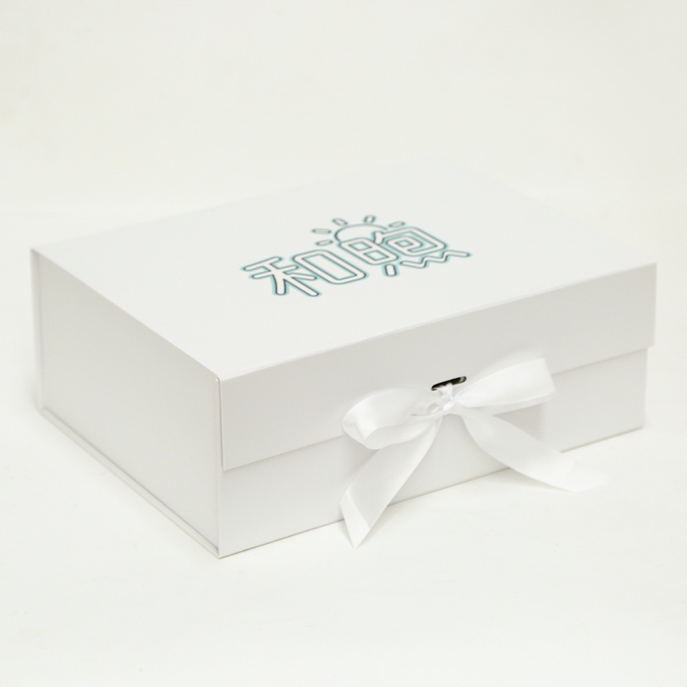 Inventario puede fijar logotipo flip caja plegable al por mayor caja de embalaje de arco caja de regalo plegable transfronteriza una pieza caja de regalo