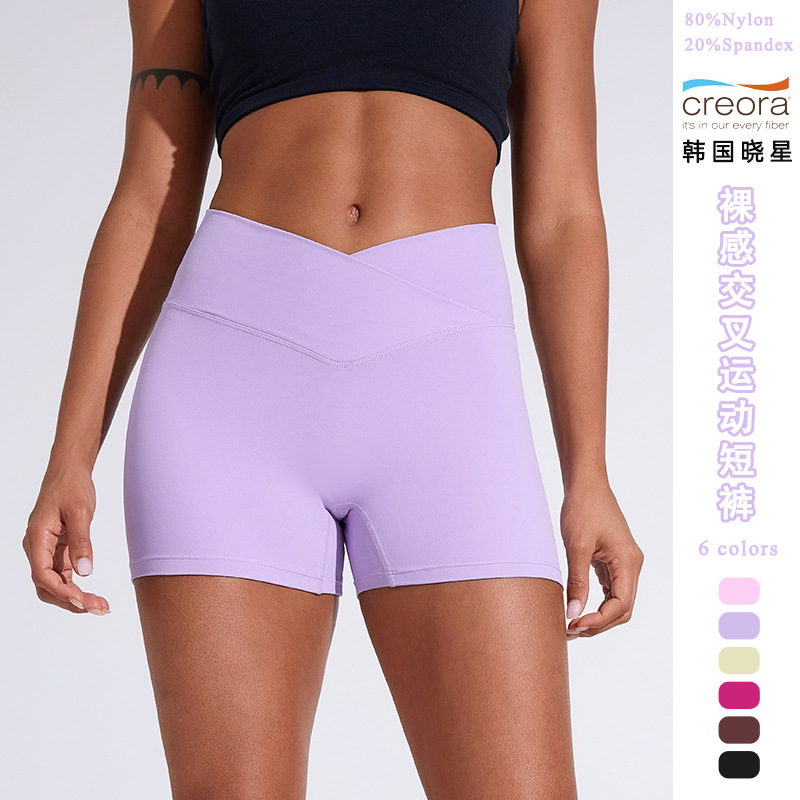 Summer Yoga Pants for Women European and American Peach Butt Lift Shorts Fitness Pleated Tight High Waist Running Sports Quick-Drying Hot Pants