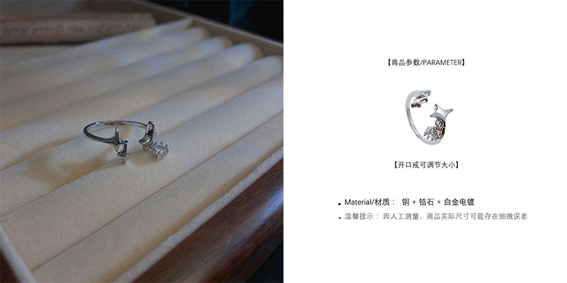 Fashion Geometric Copper Inlay Zircon Open Ring 1 Piece