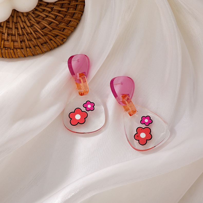 Wholesale Jewelry Color Flower Resin Acrylic Earrings Nihaojewelry display picture 6