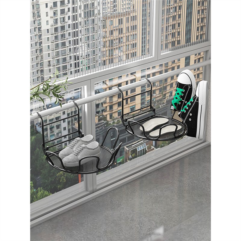 Balcón estante de secado de zapatos artefacto anti-robo ventana barandilla ventana estante de secado ventana alféizar sandalias de secado al aire libre