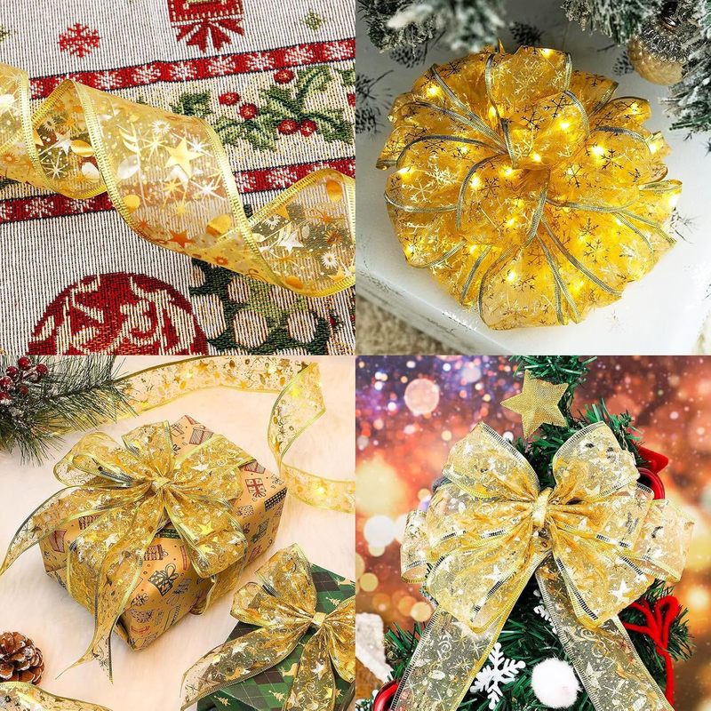 Ledクリスマスリボンライト祝日発光クリスマスツリー装飾イルミネーションクリエイティブシーンアレンジペンダントプレゼントリボン|undefined