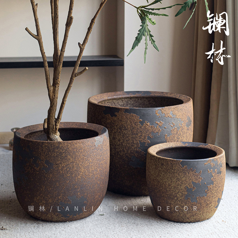 Jingdezhen ceramic flowerpot stoneware fleshy green plant flower bed creative retro style decoration homestay hotel home decoration
