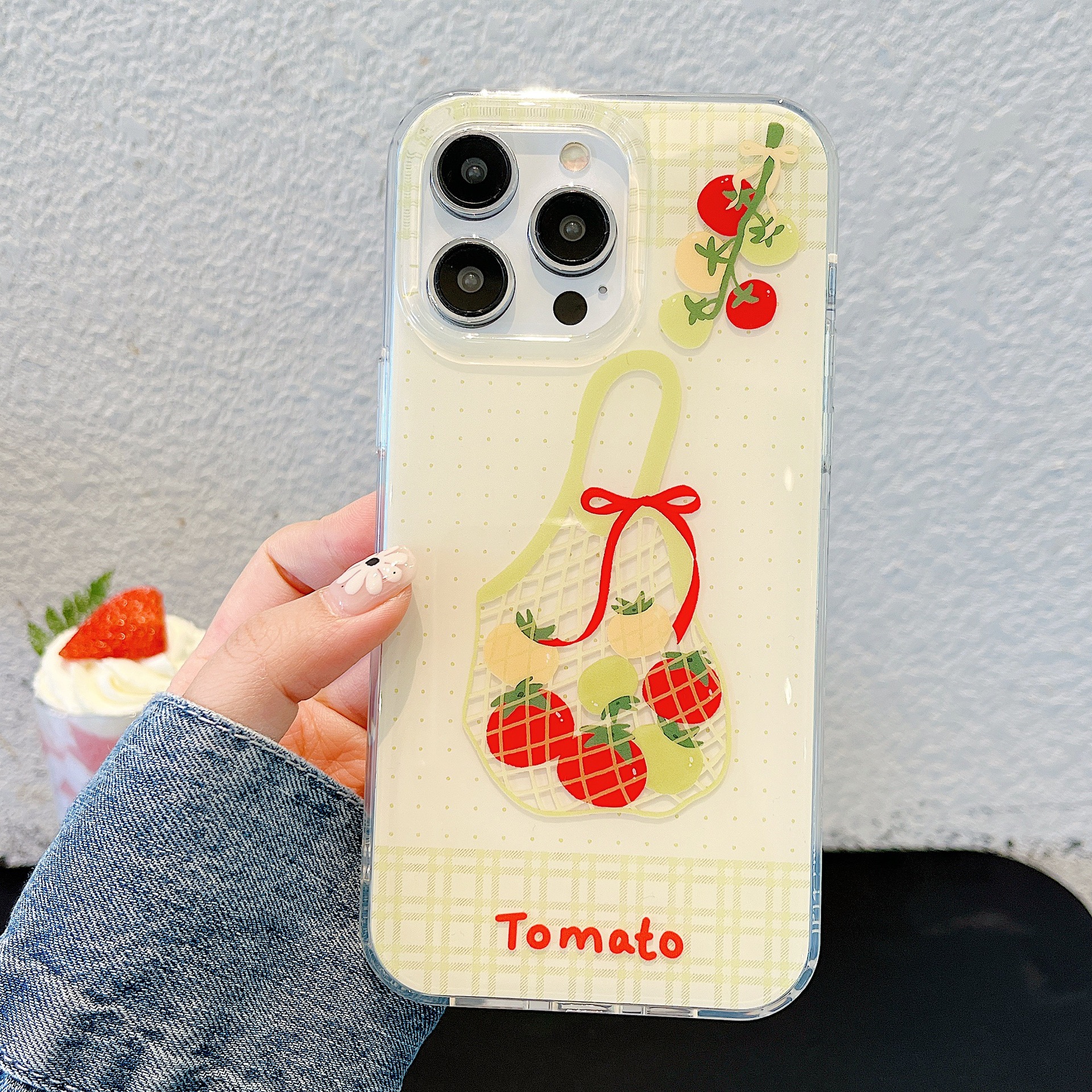 Bolsa de frutas simple de verano para Apple 16ProMax funda para teléfono 15/14 Nuevo colgante 15Pro 13 Pareja 16