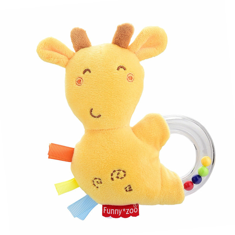 Funnyzoo Anillo de manivela animal Sonajero de mano recién nacido Anillo de mano 0-1 Muñeca calmante Juguete de bebé