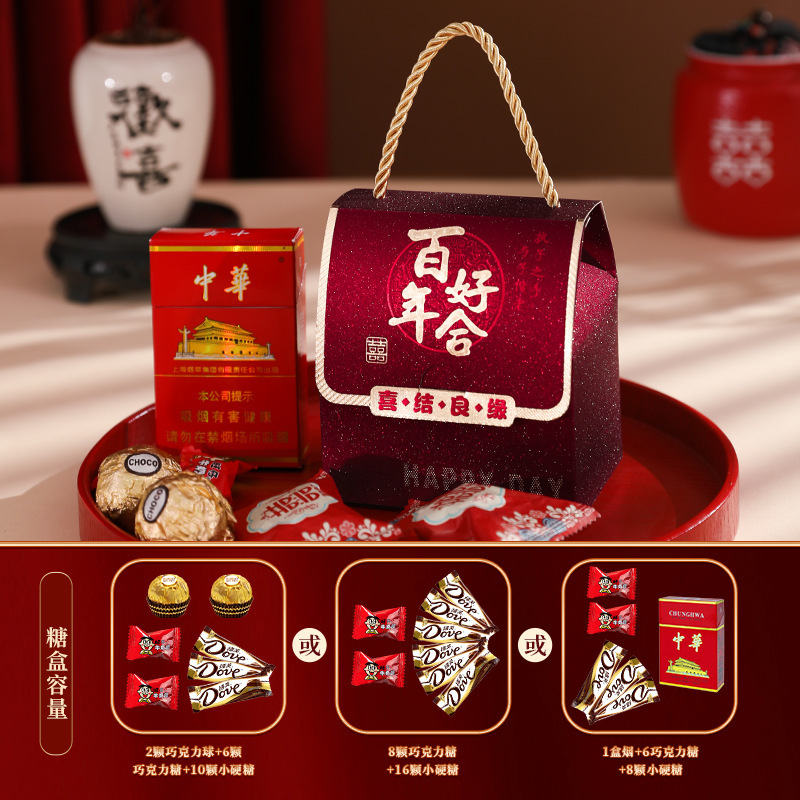 結婚式のキャンディーボックス結婚式の新しい中国風のお土産結婚式のキャンディーバッグハイエンドのレトロな結婚式のキャンディーの包装空のボックス工場|undefined